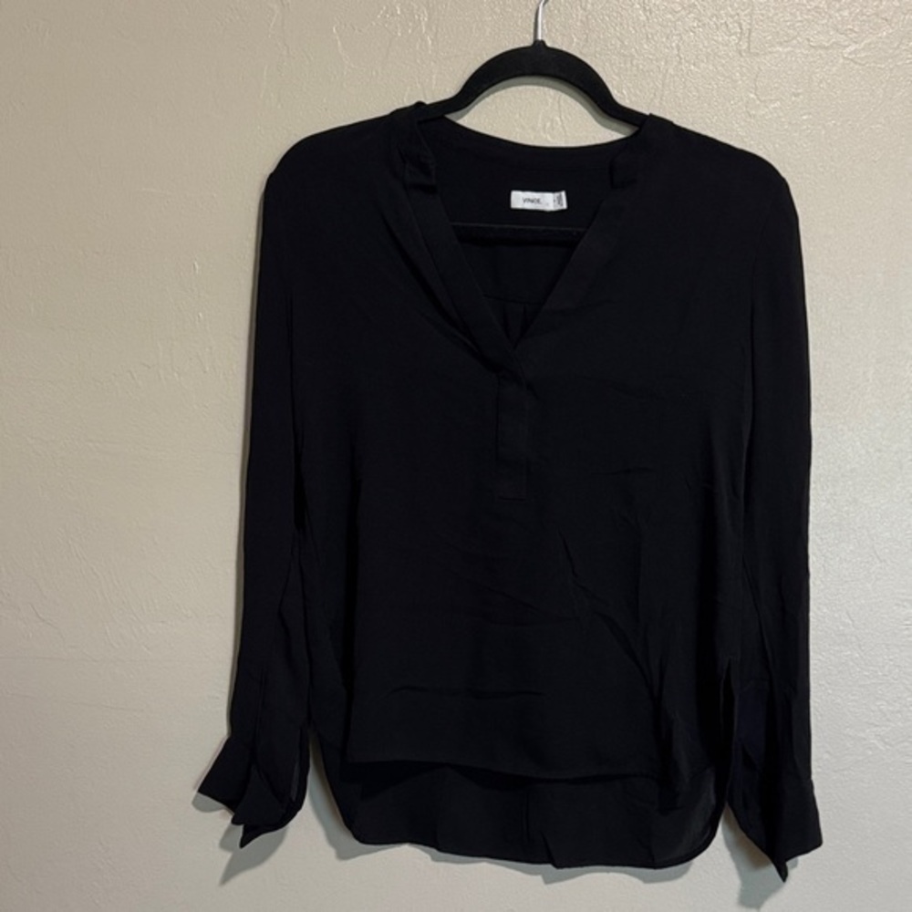 Vince Black 100% Silk Sheer Blouse Top Size 4